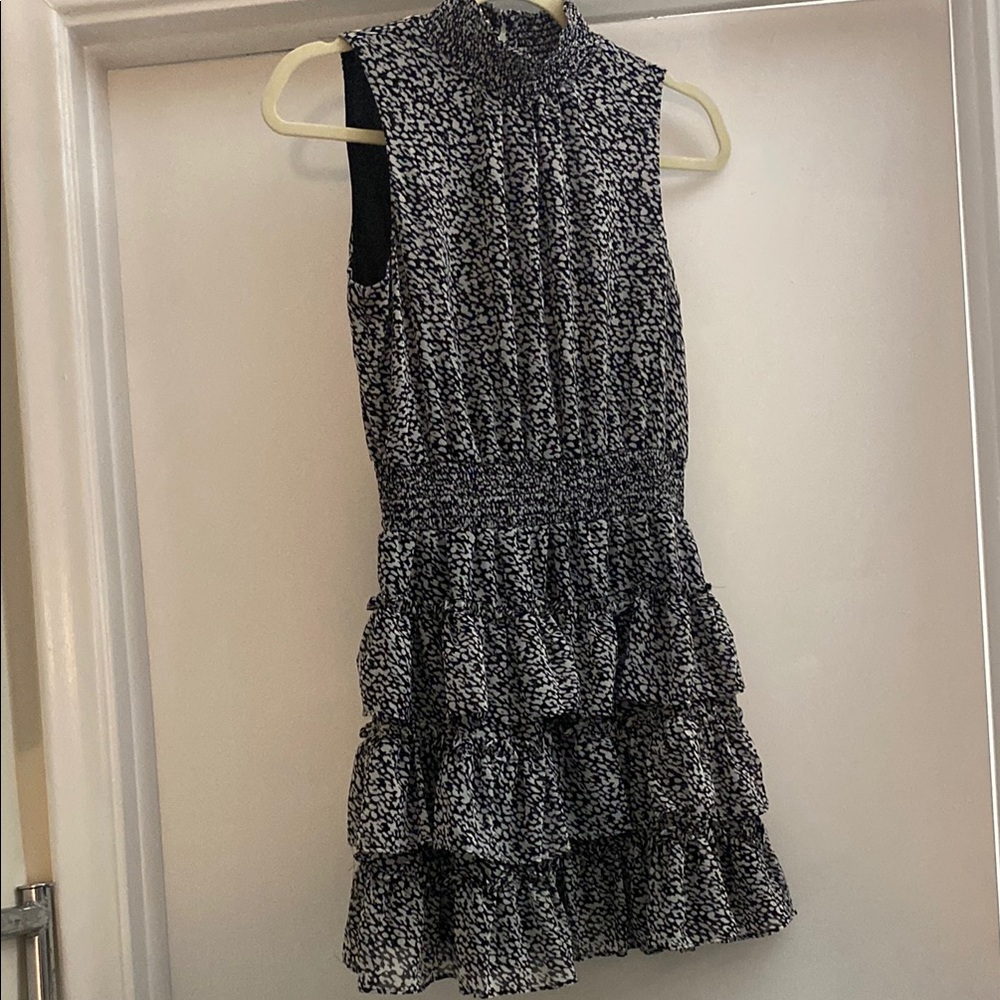 Express Black and White Textured Mini Dress